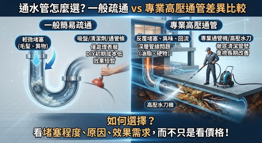 通水管怎麼選?一般疏通 vs 專業通管差異比較