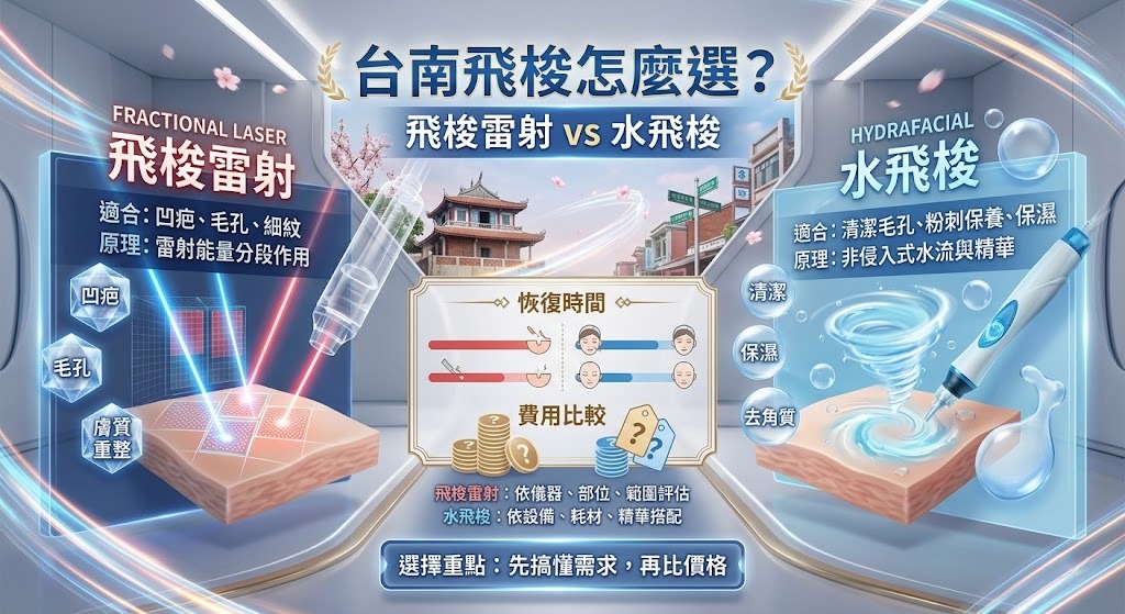 台南飛梭怎麼選?飛梭雷射 vs 水飛梭差異、適合膚況與選擇重點一次看