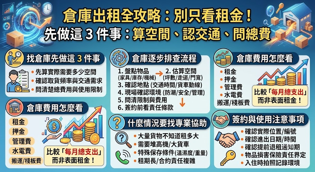 倉庫出租怎麼選?從空間、租金到合約的完整排查指南