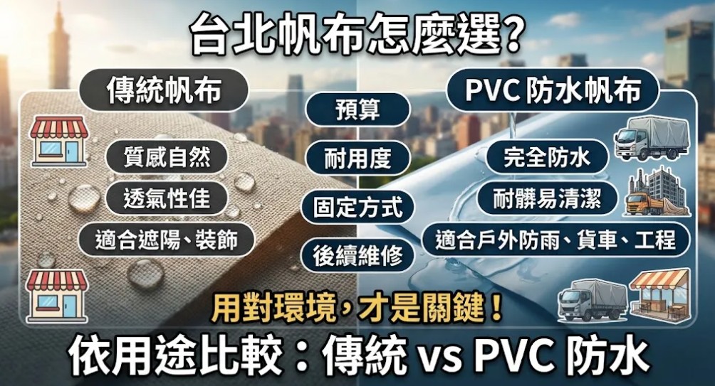 台北帆布怎麼選？傳統帆布 vs PVC 防水帆布完整比較