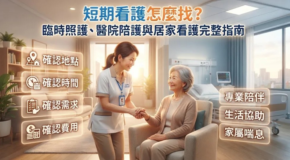 短期看護怎麼找?臨時照護、醫院陪護與居家看護完整指南