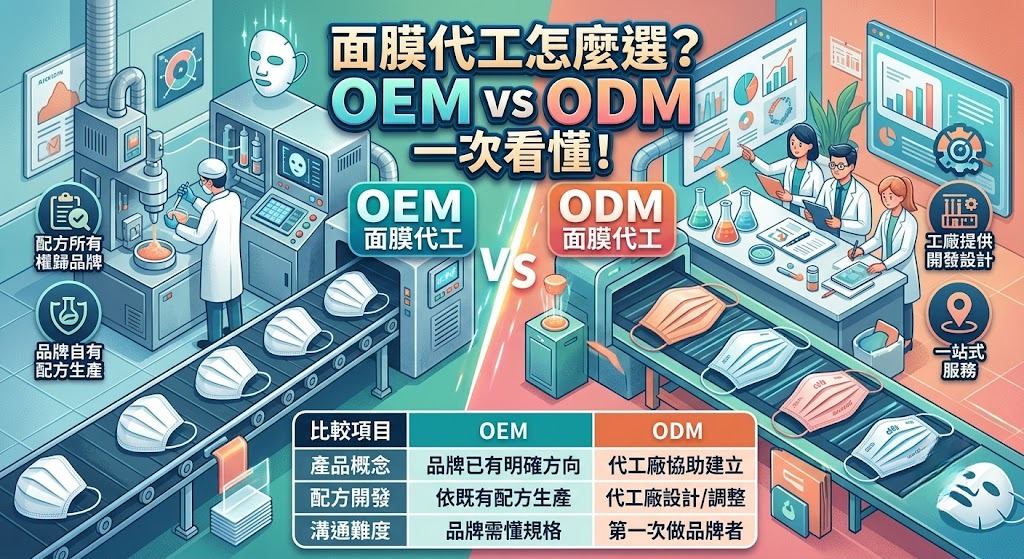 面膜代工怎麼選?OEM vs ODM 差異、費用、流程與品牌適合方案完整比較