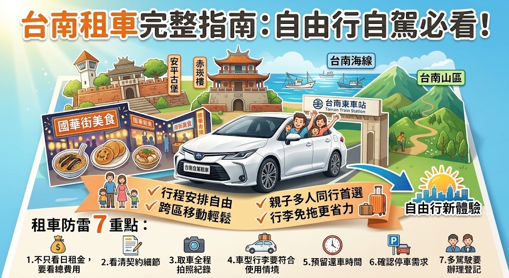 台南租車怎麼選?自駕流程、車型、費用與避雷完整指南