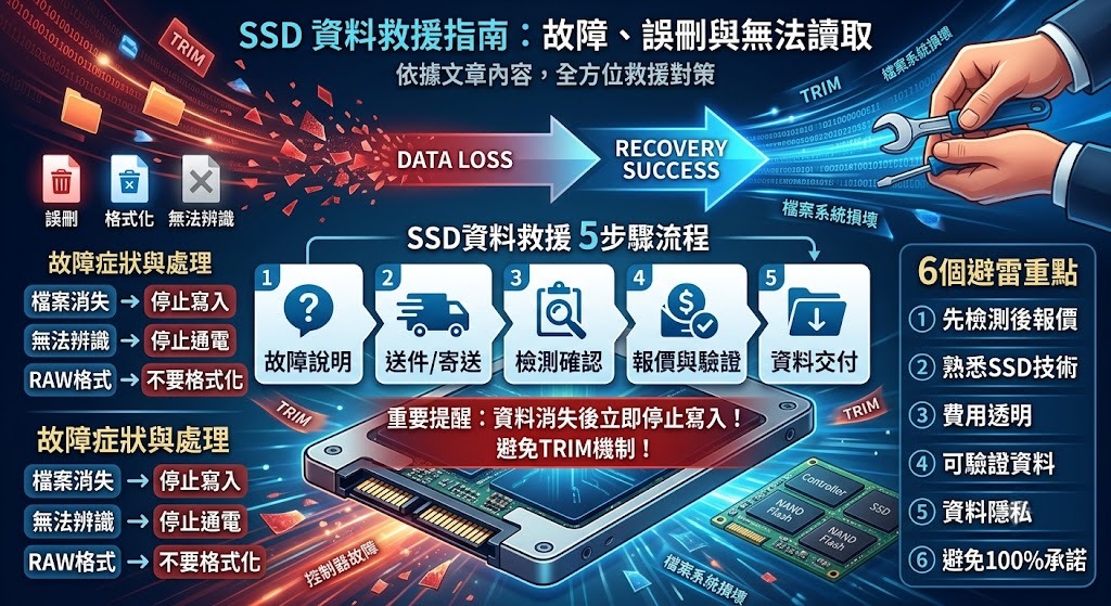 SSD資料救援怎麼處理?SSD故障、誤刪與無法讀取的完整救援指南