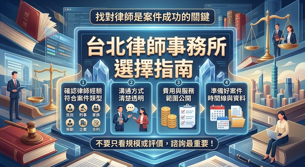台北律師事務所怎麼選?案件類型、諮詢流程與委任重點完整指南