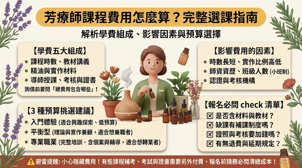 芳療師課程費用怎麼算?課程內容、證照、實作與報價重點完整解析