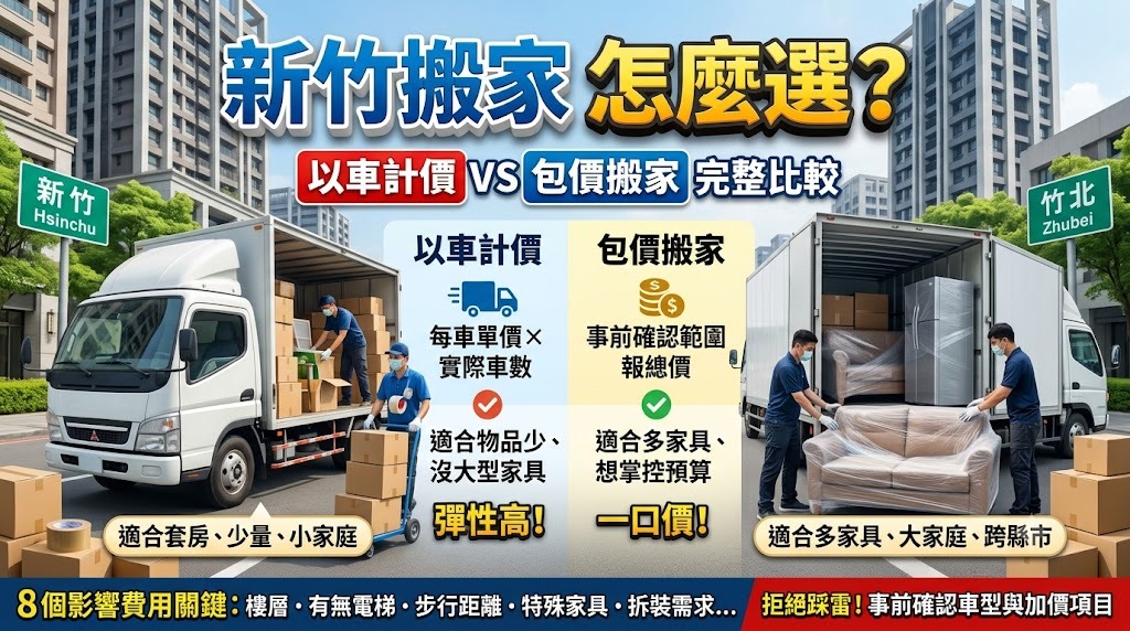 新竹搬家怎麼選?以車計價 vs 包價搬家完整比較