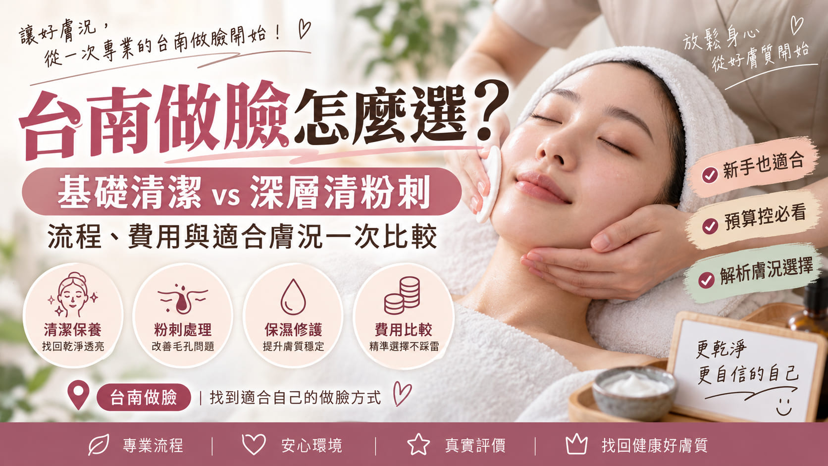台南做臉怎麼選?基礎清潔 vs 深層清粉刺,流程、費用與適合膚況一次比較