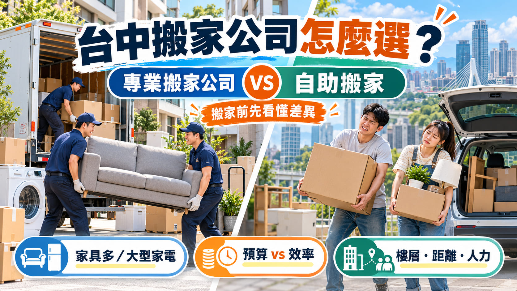 台中搬家公司怎麼選?專業搬家公司 vs 自助搬家完整比較