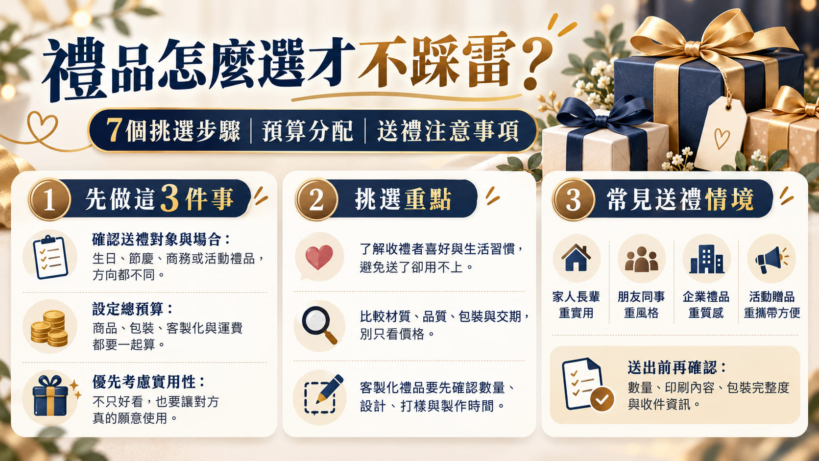 禮品怎麼選才不踩雷？7個挑選步驟、預算分配與送禮注意事項