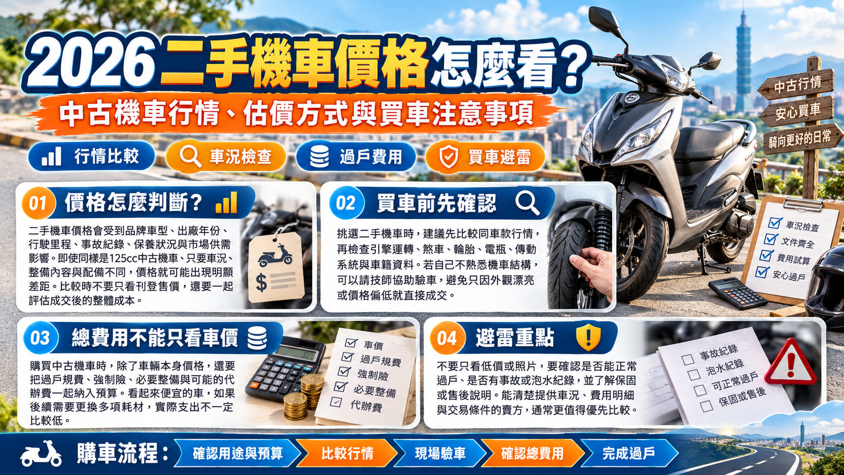 2026二手機車價格怎麼看？中古機車行情、估價方式與買車避雷6重點