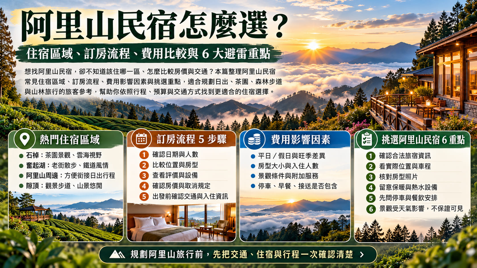阿里山民宿怎麼選？住宿區域、訂房流程、費用比較與6大避雷重點