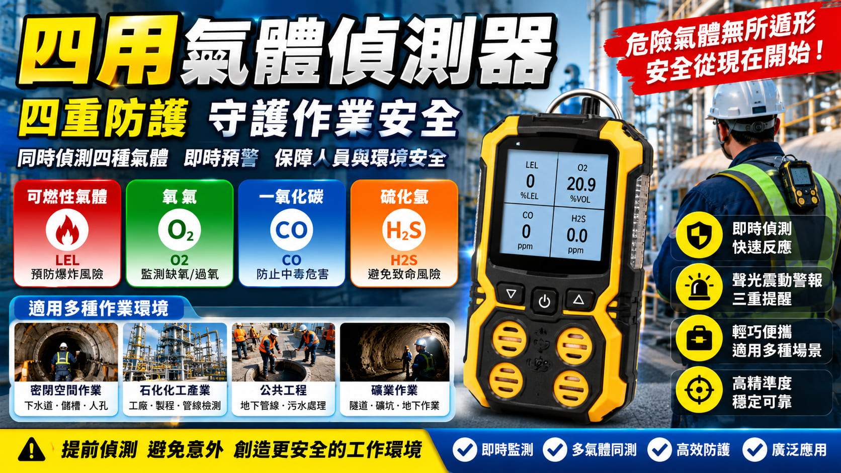 四用氣體偵測器怎麼選？四用氣體偵測器 vs 單一氣體偵測器差異、功能與費用一次看