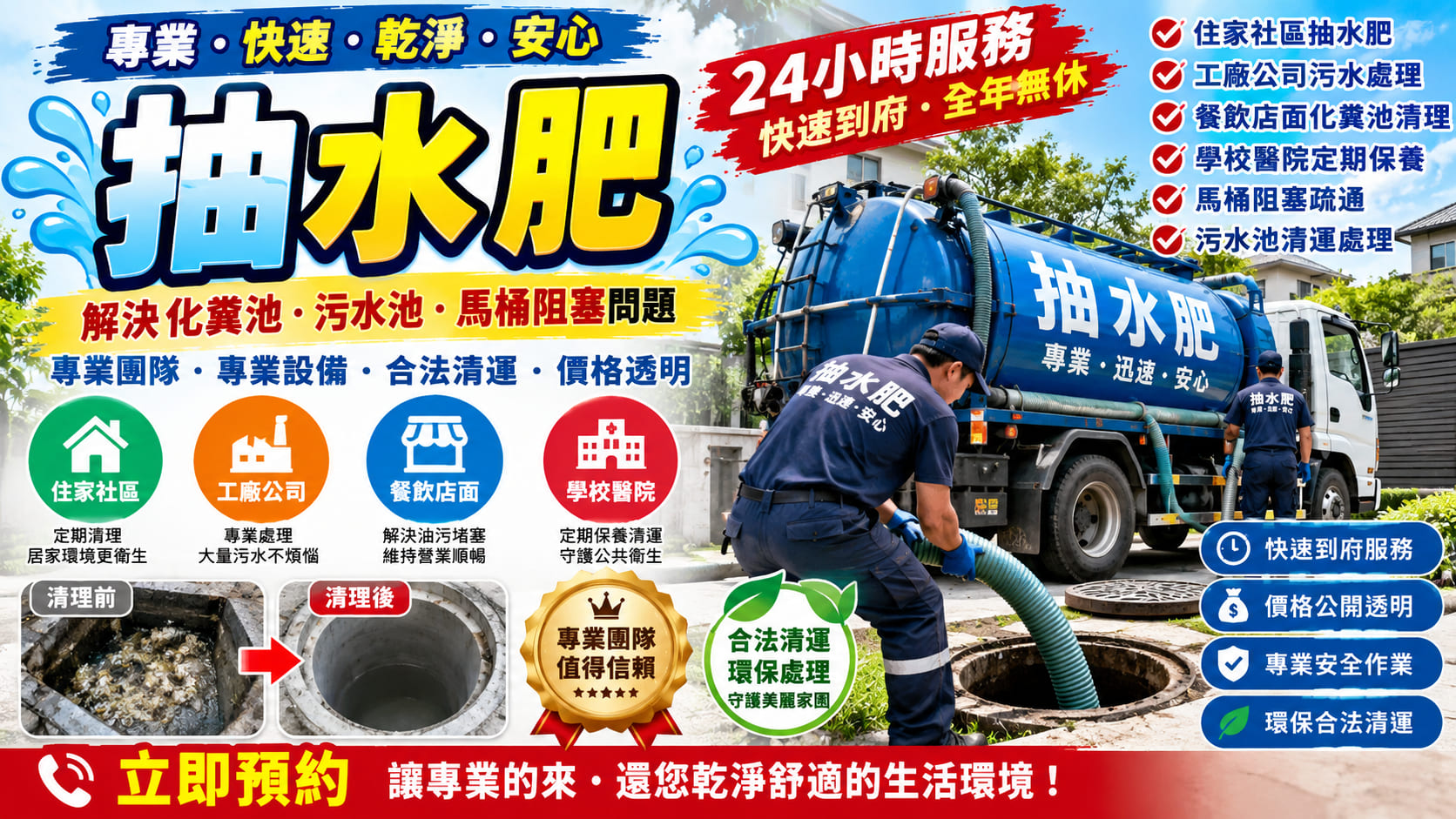 抽水肥費用怎麼算?清運價格、影響報價9大因素與化糞池清理避雷重點